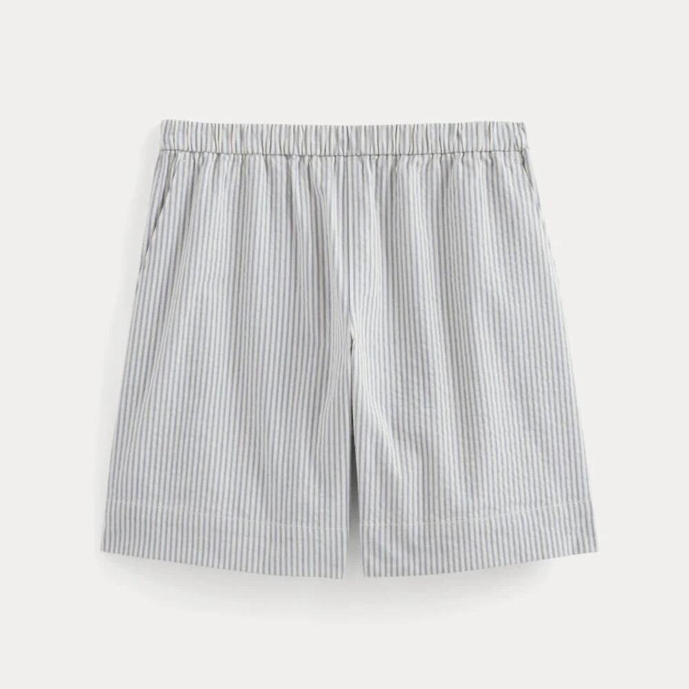 Everlane Seersucker Pull-On Short Blue White Stripe Size Medium NWT
